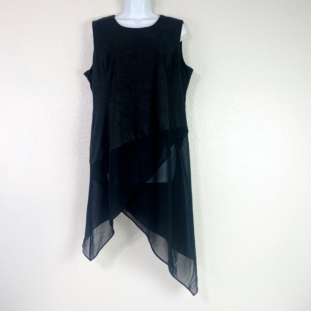 Soft Surroundings Black Asymmetrical Faux Suede Soft Tunic Size L